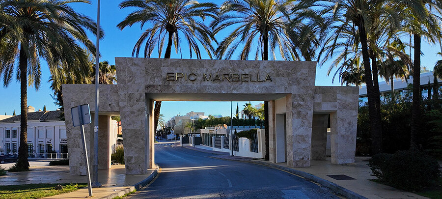 The entrance to EPIC Marbella - a “branded” residential development by Fendi Casa