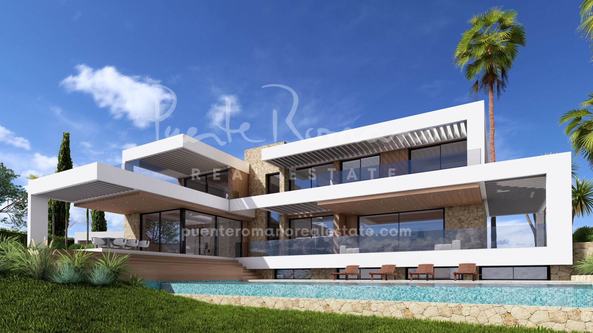 Luxury contemporary villa with stunning sea and golf views