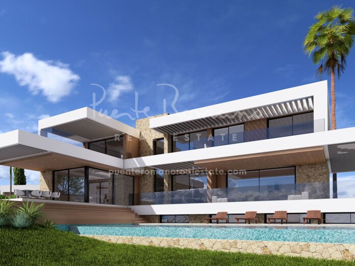 Luxury contemporary villa with stunning sea and golf views