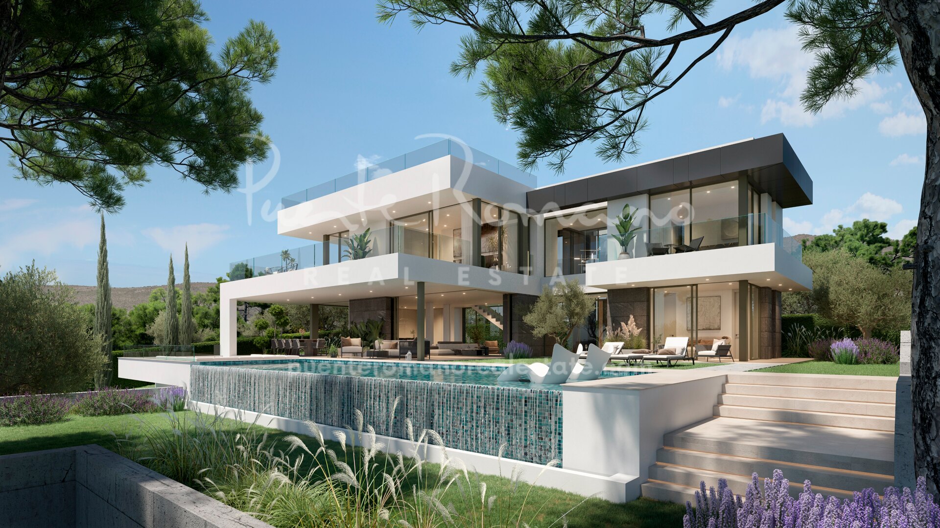 Villa contemporánea en construcción con vistas al mar y al campo de golf cerca del Puerto de Cabopino