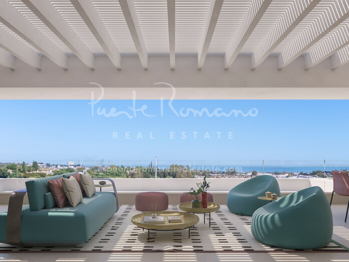 New duplex penthouse apartment with sea views in Puerto de Los Almendros, Benahavís